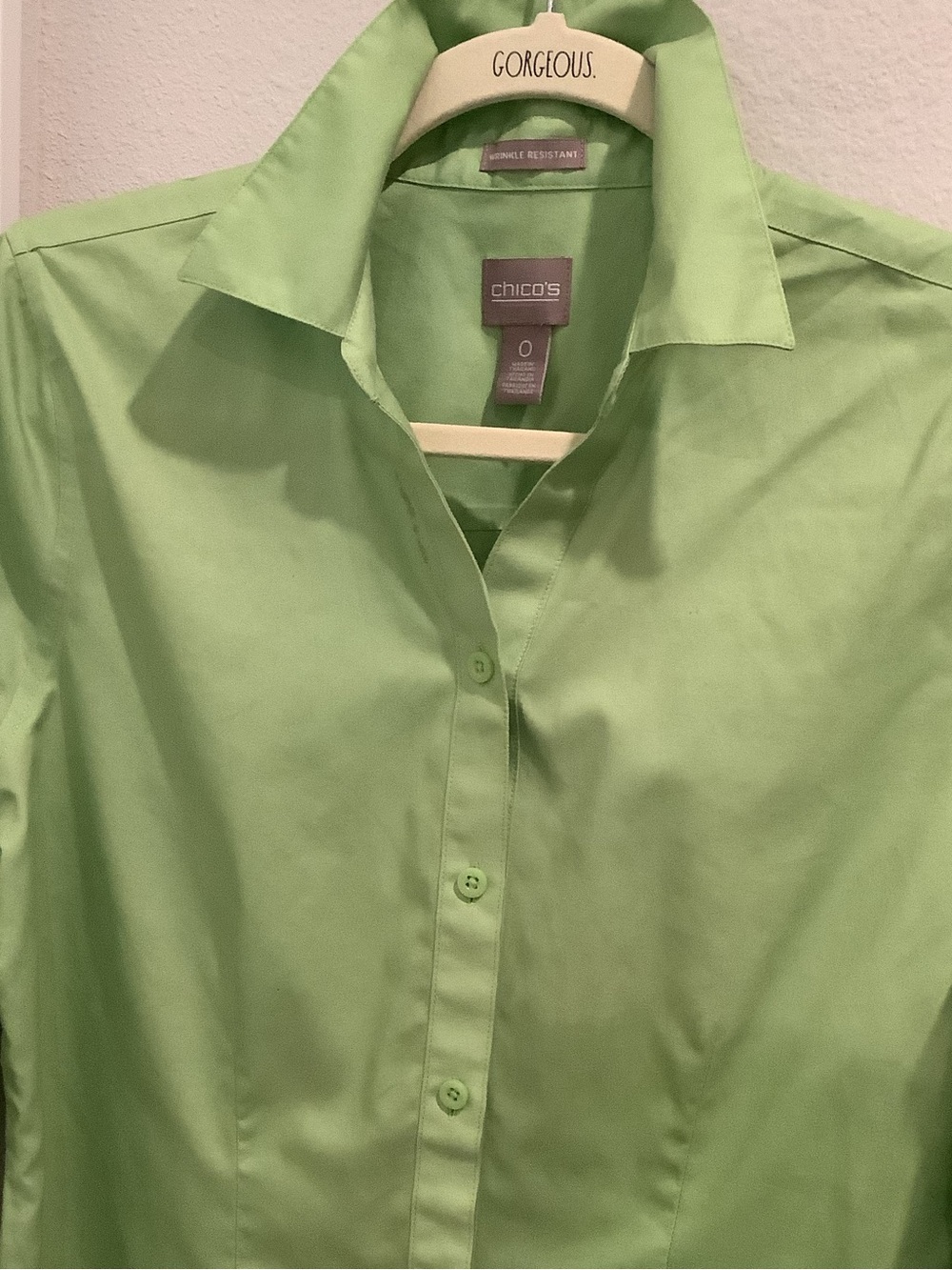 Chico's Light Lime Green Button-Down Dress Shirt